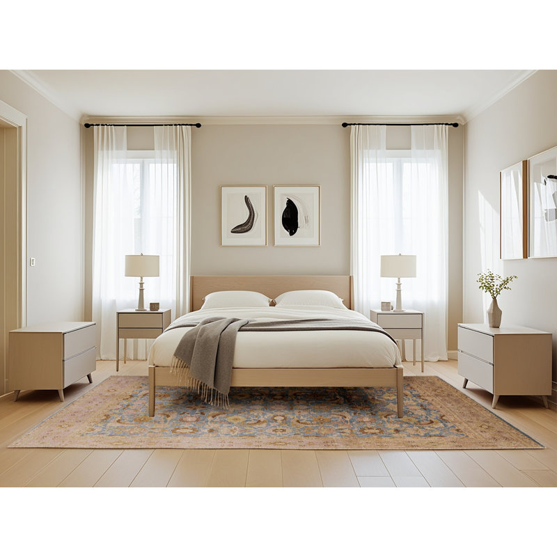 Tapis oriental beige / bleu marine, Rectangle 5 pi x 8 pi