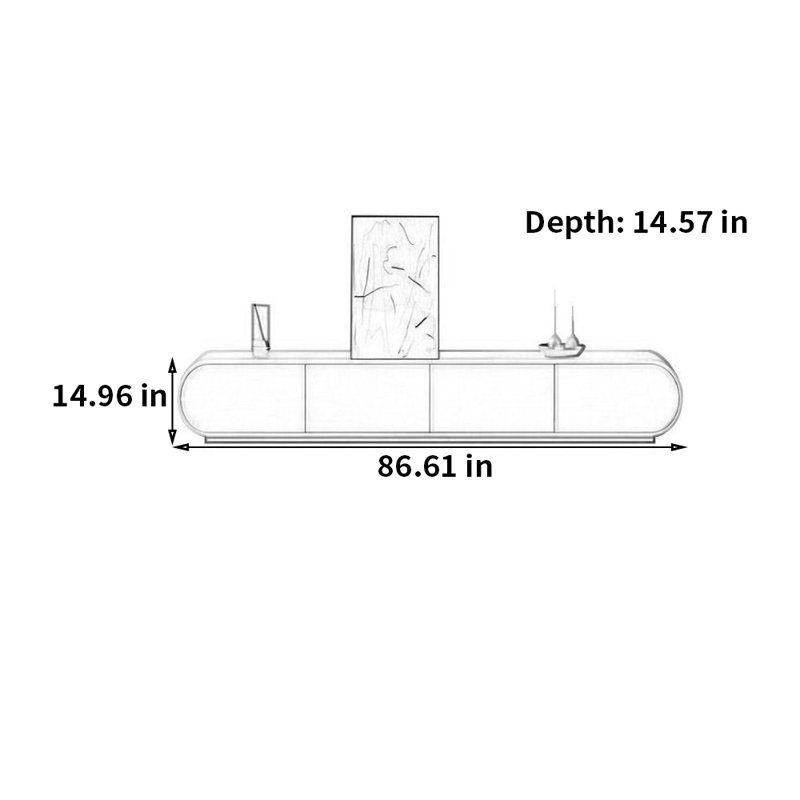 Cream style simple lacquer TV stand, 86.61"