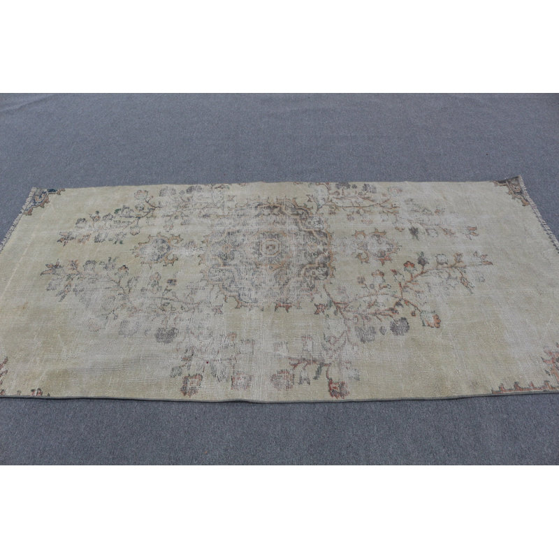 Tapis turc rétro beige pour la décoration intérieure - tapis de laine bohémien parfait pour l'intérieur