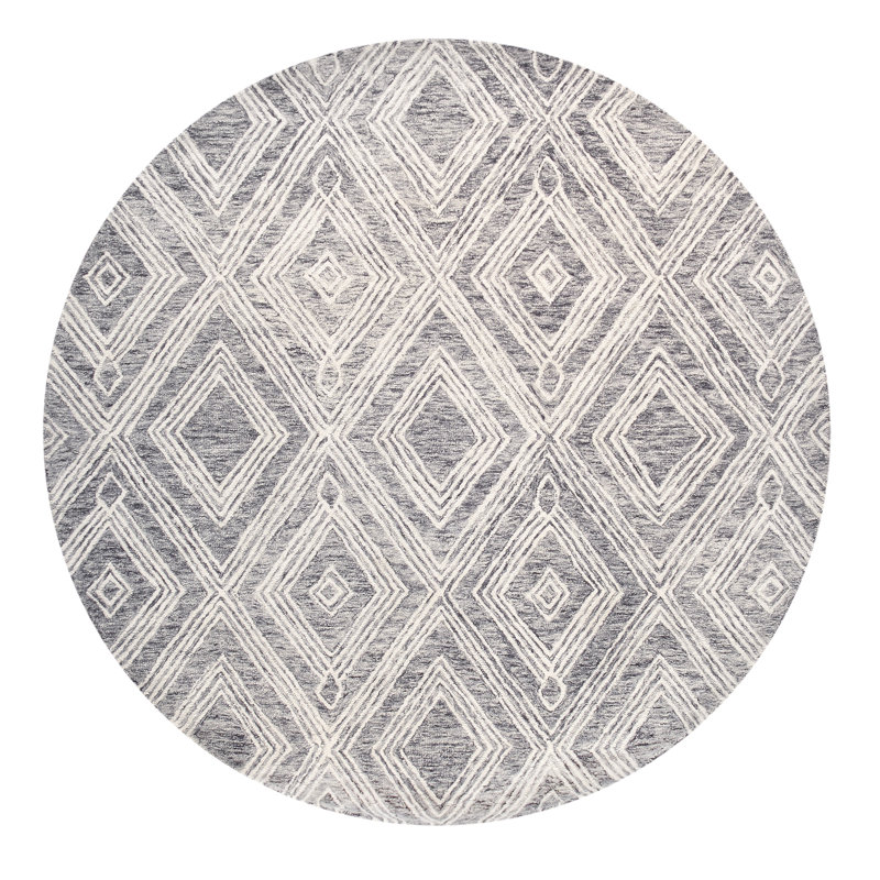 Modern Handmade Geometric Area Rug, Round 6'