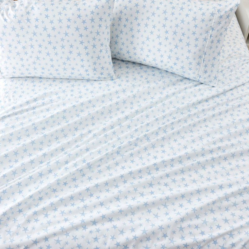 Twin Blue Starfish Coastal Microfiber Sheet Set