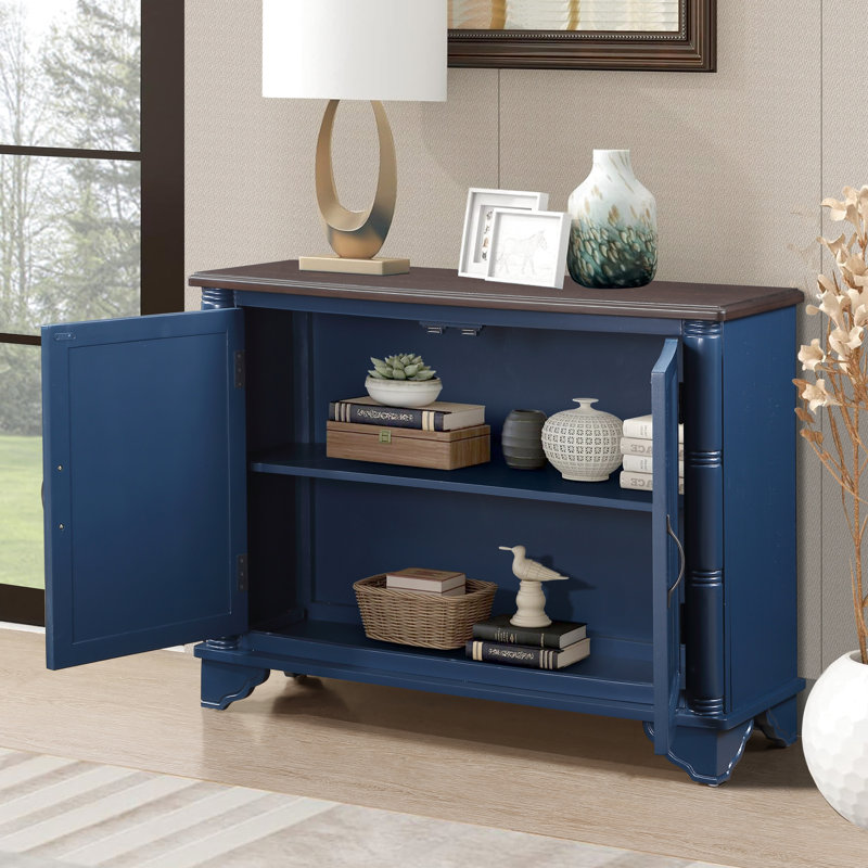 Table d'entrée bleu marine et brune marine avec tablette de rangement, tablette amovible personnalisable de 40 po