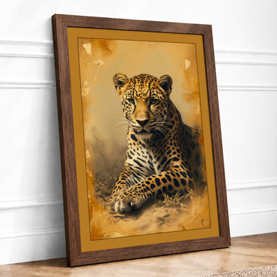 Golden Leopard Rustic - Framed Print