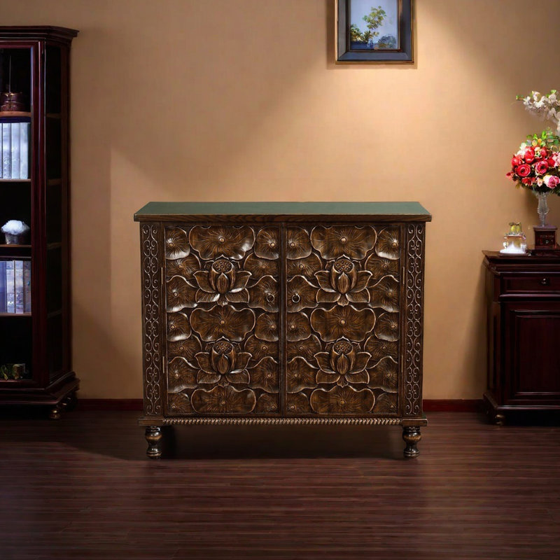 Armoire d'appoint élégante en bois massif., Marron foncé