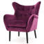 Élégant accoudoir en velours fuchsia - et chaise à la mode avec une silhouette à oreilles gracieuse