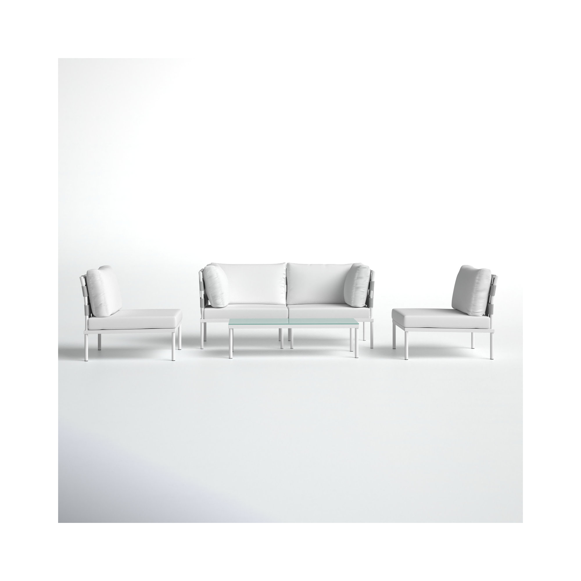 Harmony 5-piece Outdoor Patio Aluminum Sectional Sofa Set, White