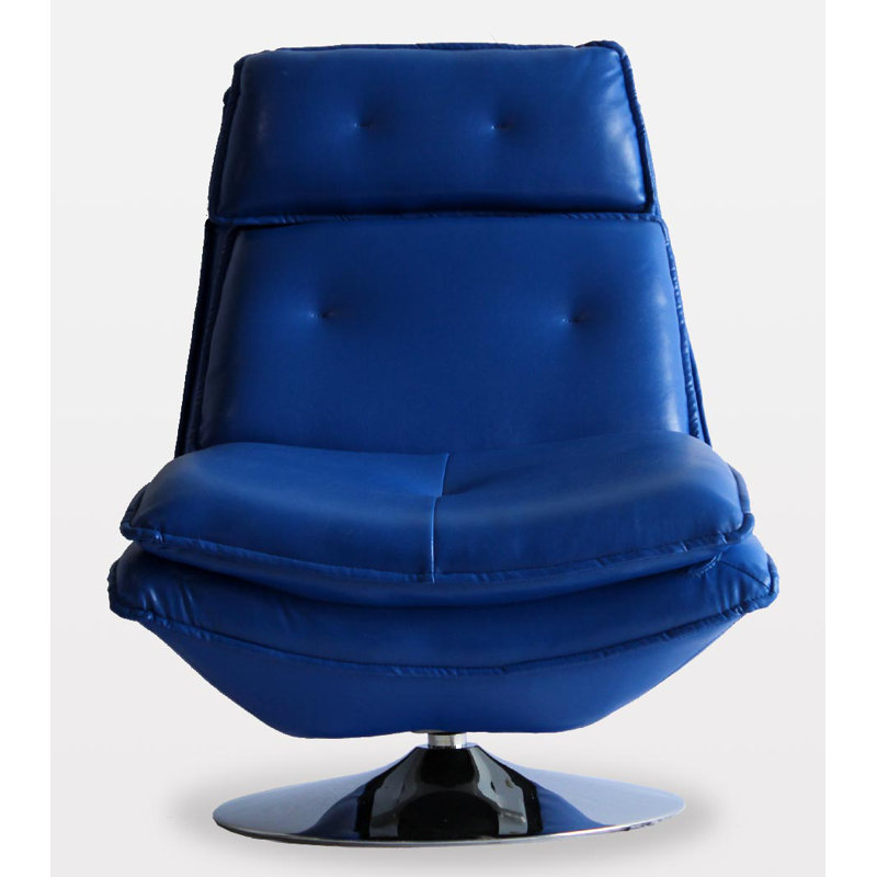 Chaise longue pivotante de 37 po Turin, Similicuir bleu
