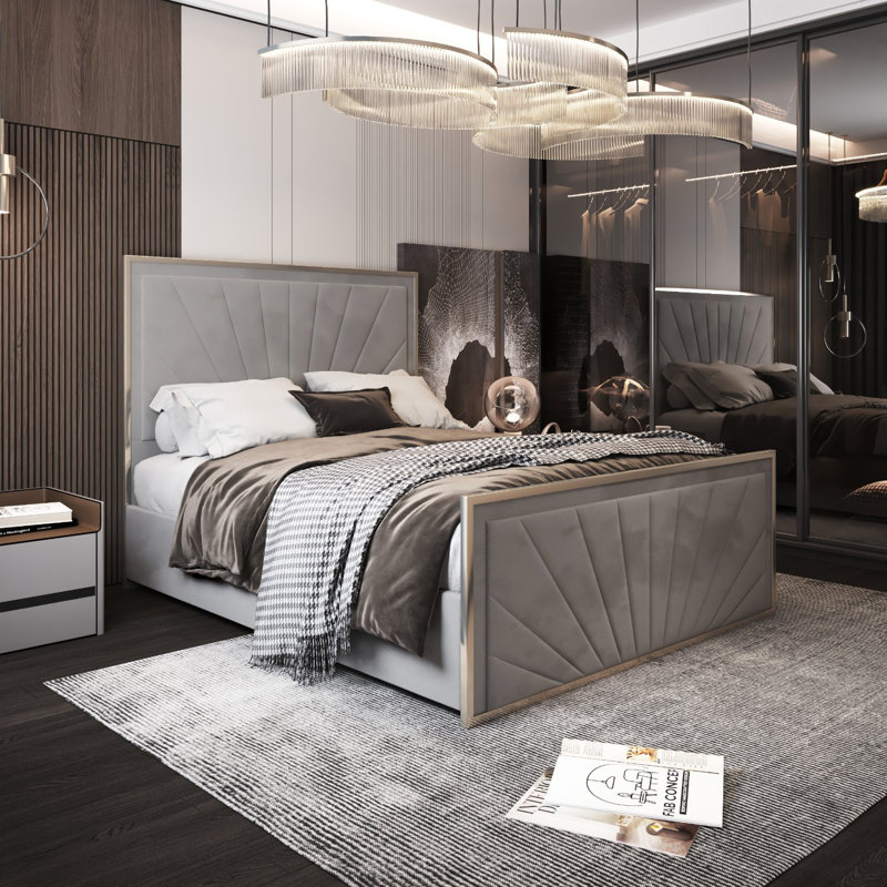 Anterrius Upholstered Bed, Kingsize (5'), Grey