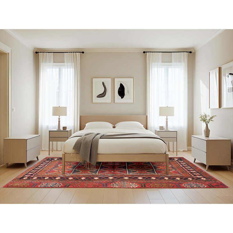 Tapis géométrique brun / rouge / noir, Rectangle 5 pi x 8 pi