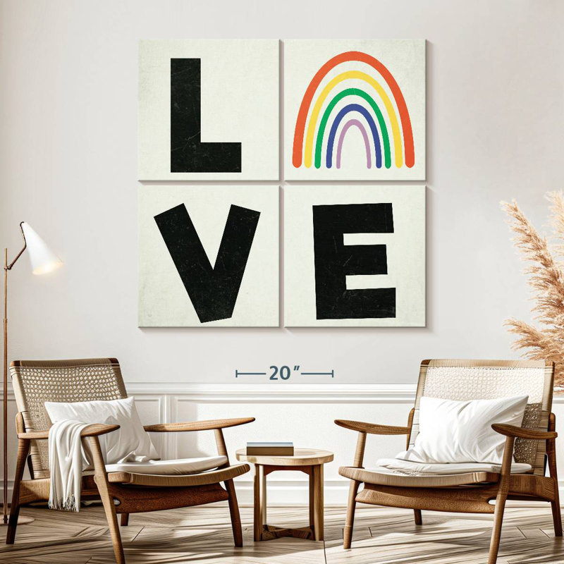 Tergel Love Rainbow Typographie, H 57 po x l 57 po
