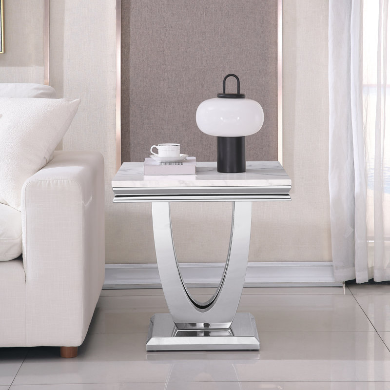 Table de bout Chiann, Argent, Blanc