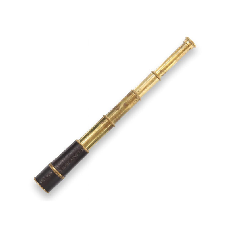 Antique English Leather Wrapped And Brass Telescope