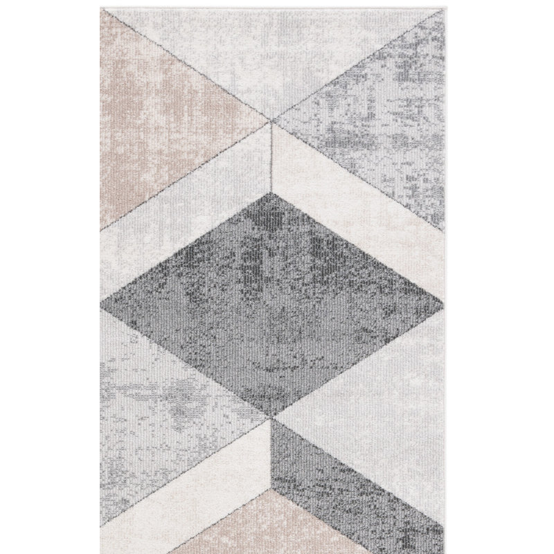 Tapis gris / beige / brun en jute / sisal / polyester / polypropylène tissé à la machine Isidoro, Carré 6 pi 7 po