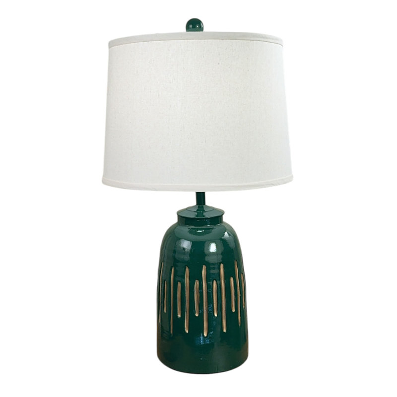 GRAND POT AVEC LIGNES IVOIRE / MATIN, Vert, Beige