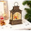 Lanterne boule de neige musicale bronze bronze | Scène de père Noël et renne avec lumières scintillantes (H 9,8 po) à DEL