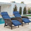 Chaise longue d'extérieur inclinable et réglable en osier avec coussins Caeden (ensemble de 2)-662073055