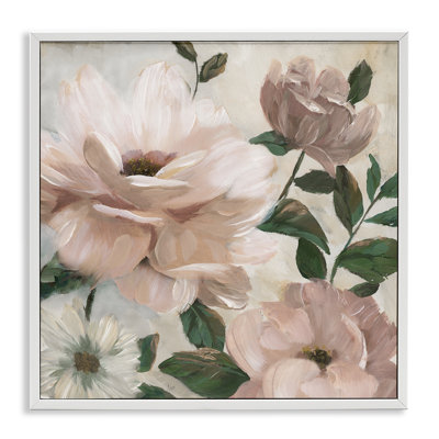 Pivoine et feuilles en bourgeonnement, giclée encadrée, design par Nan