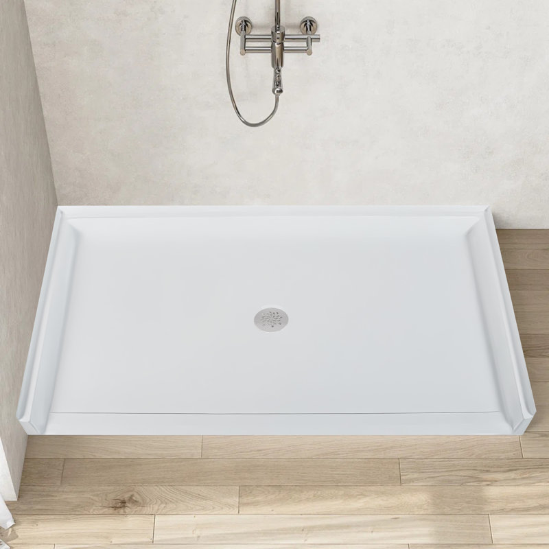 Uni-Green Acrylic Shower Base 62"W×36"D×7"H Easy Installation, White, 3 Walls Ugsb6236C