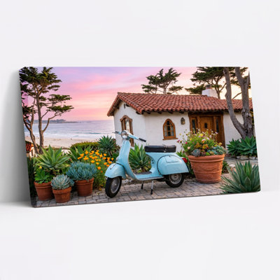 Scooter Cottage Canvas Wall Art Oil Painting Print Set Of 1