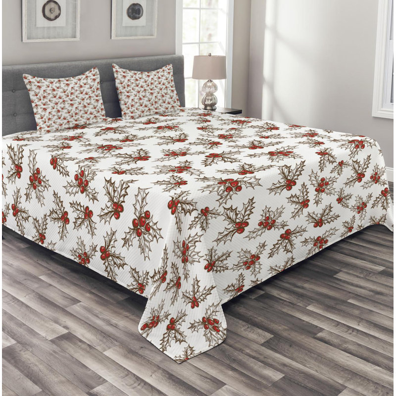 Rustic Polyester Floral Coverlet, Queen Coverlet + 2 Shams