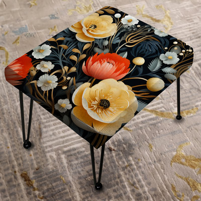 Contemporary Poppy Essence Fusion Floral Field - Floral Rectangle Ottoman