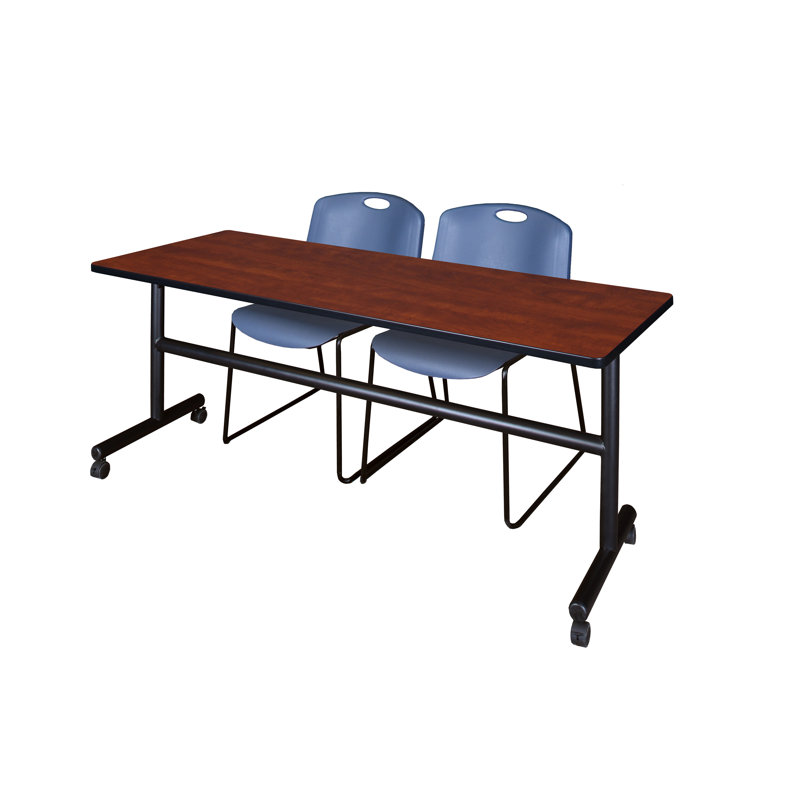 Table de nidification Nickilis, 2 chaises empilables Zeng, H 29 po x l 72 po x P 24 po, Cerise / bleu