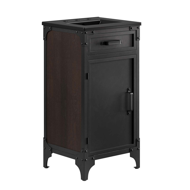 Modway Steamforge 17'' Free Standing Single Bathroom Vanity with Ceramic Top, Black