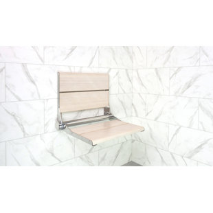 INVISIA SerenaSeat Pro Stainless, 18" Width, Light Stain, Polished Chrome Frame