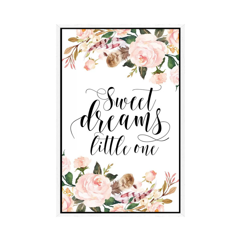 Sweet Dreams Little One 1 Piece Wall Art on Canvas, 101.6cm H x 66.04cm W x 3.81cm D, White Framed