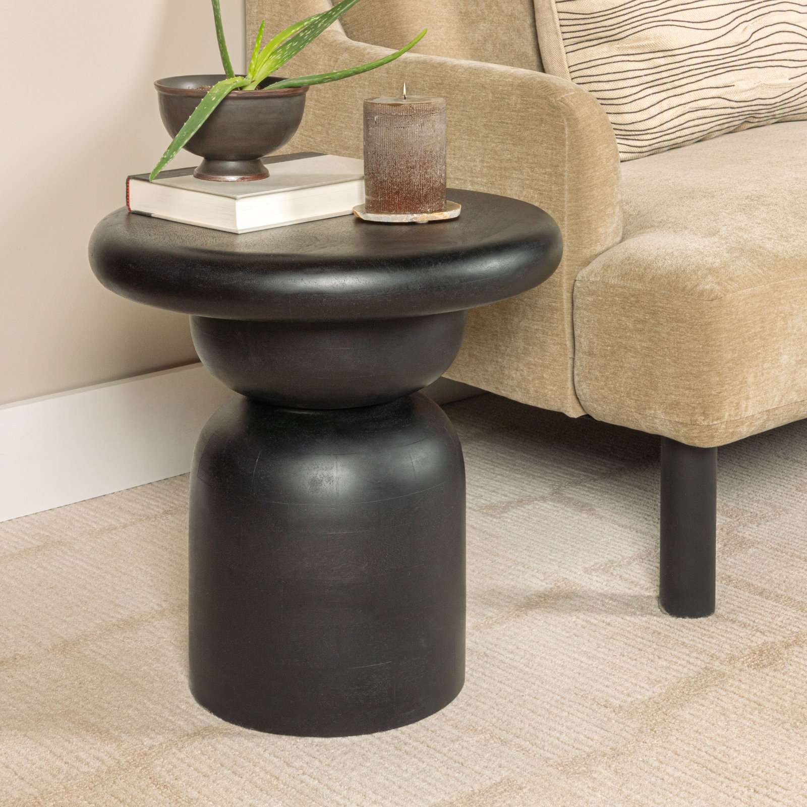 Kashida 18" Mango End Table, Black