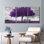 Mauve arbre et banc, ensemble de 3 reproductions d'art sur toile tendues sur toile