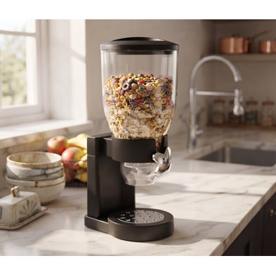 3.5L Dry-Food Dispenser – Airtight Cereal & Snack Storage Container with Portion Control Rotary Switch, Crumb Tray & Visual Window. 16.5"x 6.7"x 8"