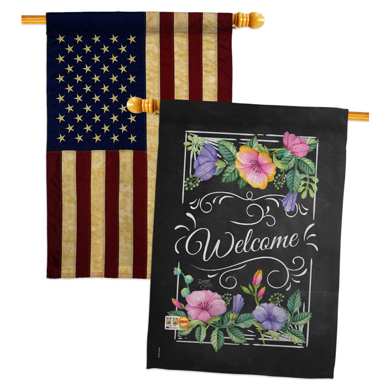 Drapeau de maison en polyester 40 x 28 po Blooming