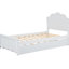 Lit plateforme simple en bois avec tête de lit et lit gigogne attrayant, lit gigogne blanc pratique-130155411