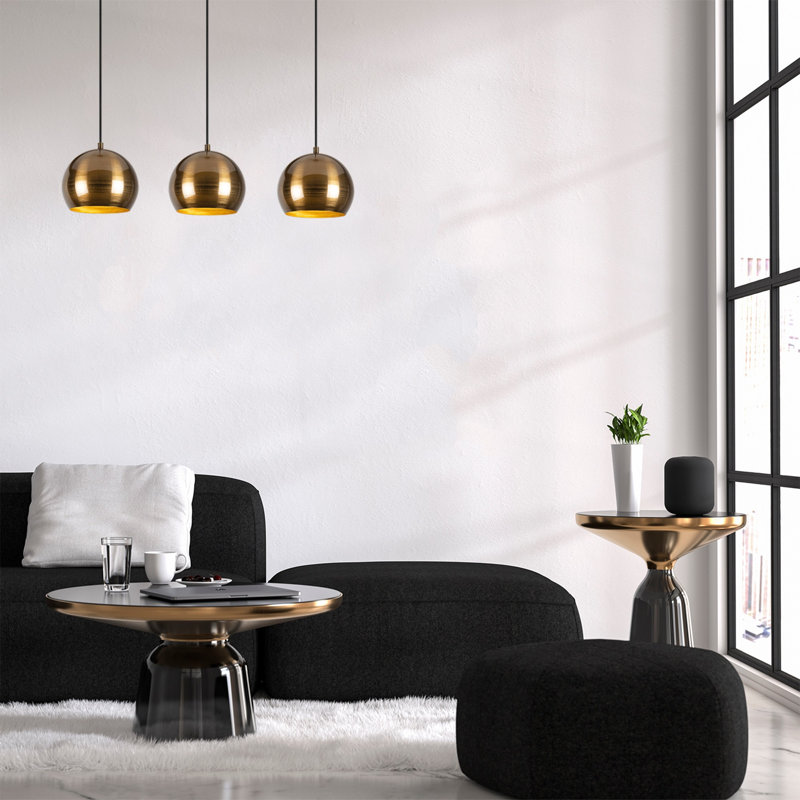 Luminaire suspendu en forme de dôme pour îlot de cuisine à 3 lumières Excalibur, Rétro