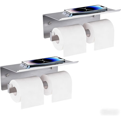 Porte-papier hygiénique double en acier inoxydable 304 avec tablette
