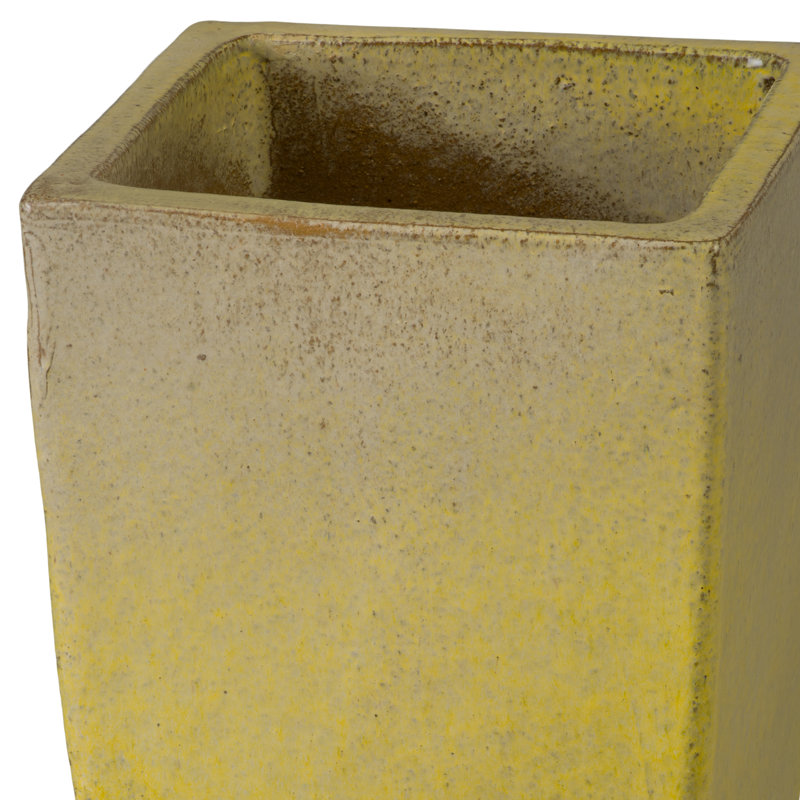 QUAD SQUARE PLANTER, SNOW, 20" H x 9" W x 9" D, Yellow
