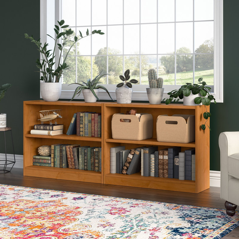 Paulica 2-Piece Paulica 2-Shelf Bookcase with Adjustable Shelves , Natural Cherry