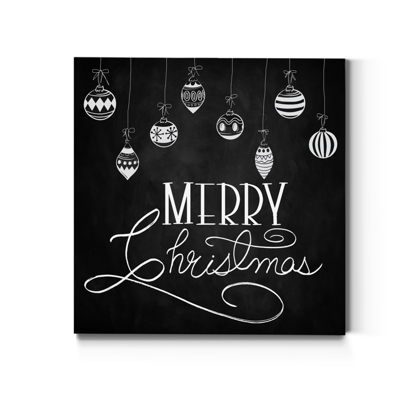 «Merry Christmas», reproduction d'art textuel sur toile tendue, H 16 po x l 16 po x P 1 po