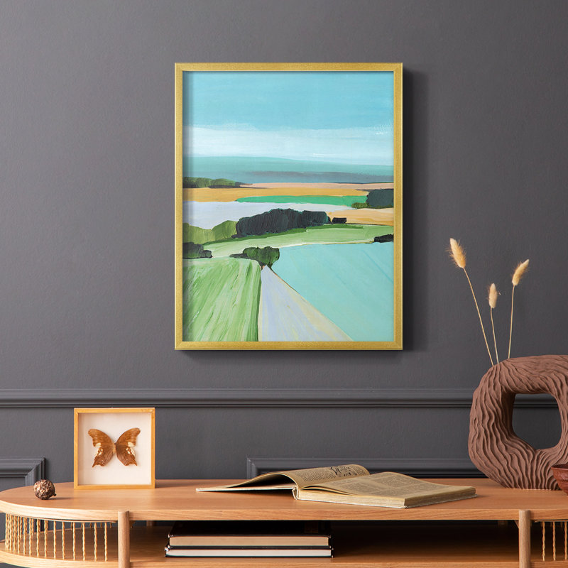 «Bright Coloured Countryside III», reproduction encadrée - bois massif, H 28 po x l 22 po