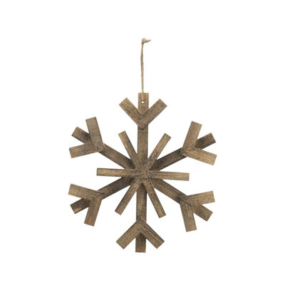 Wood Snowflake Ornament - Brown