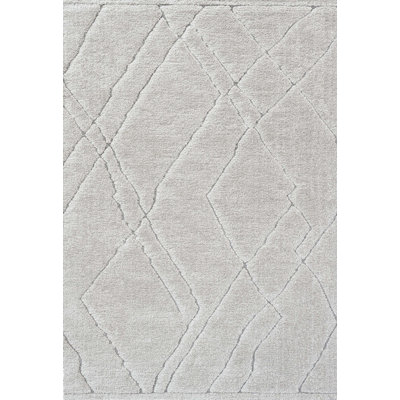 Tapis géométrique gris en polypropylène tissé à la machine
