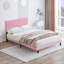 Modern Linen Upholstered Button Tufted Platform Bed, Queen Size with Wood Slat Support, No Box Spring Needed, Soft Pink