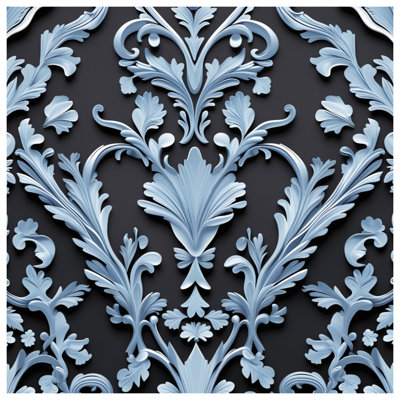 Blue Floral Damask Comforter