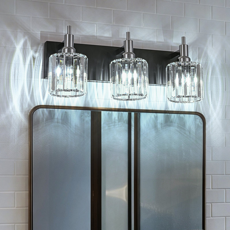 Taevion Dimmable Vanity Light, 3 Lights, Black/Chrome