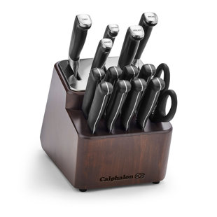  Select by Calphalon™ Self-Sharpening Knife Set with Block,  Cutlery Set, 15-Piece, with SharpIN™ Self-Sharpening Knife Block, Dark  Wood: Home & Kitchen