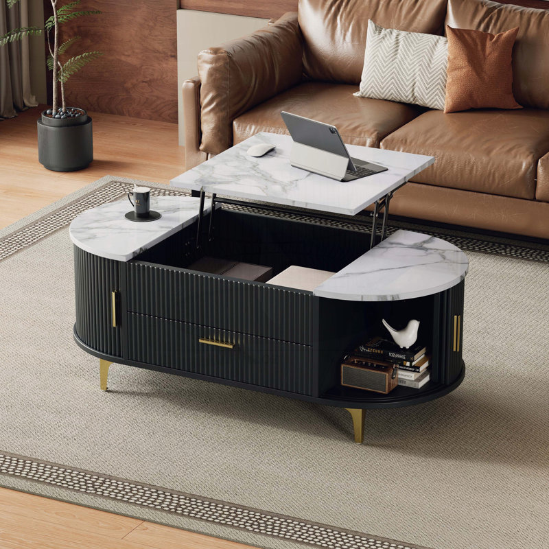 Table basse à plateau relevable avec rangement