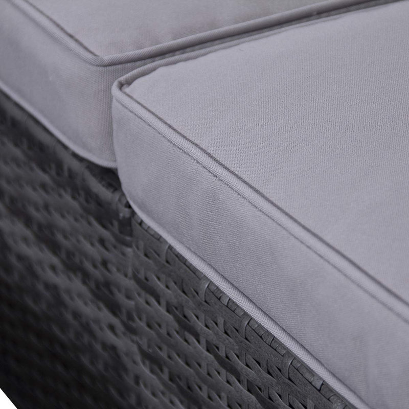 Brayden Studio Bhupendra 6 Seater Outdoor Rattan Garden Furniture Set Wicker Sofa Coffee Table, Grey, Grey