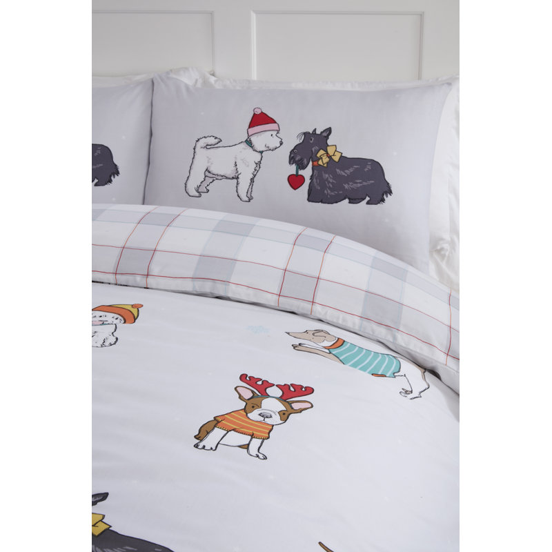 Paw Pals Doggy Festive Duvet Cover Set, Kingsize Duvet Cover + 2 Standard Pillowcases