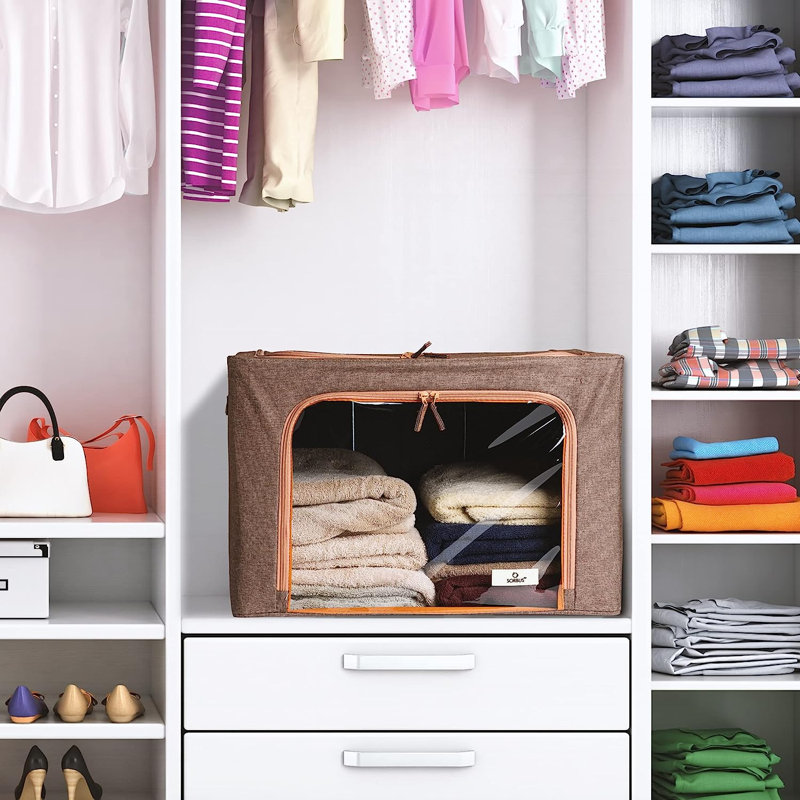 Rangement pour fenêtre sous le lit, Brun, H 13,75 po x l 19,75 po x P 16 po